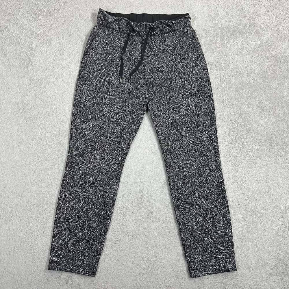 Lululemon Pants Womens 4 Black White On The Fly Yoga Stretch Athleisure Athletic